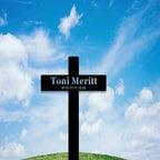 Personalized Metal Cemetery Cross, Custom Name&Date Outdoor Grave Marker Memorial Stake Sympathy Grave Garden Decor