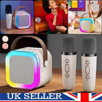 Portable Mini Karaoke Machine & Bluetooth Speaker for Kids (with 2 Wireless Microphones) – Ideal for Boys & Girls, Family Parties, and Birthday Gifts (Pink)