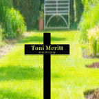 Personalized Metal Cemetery Cross, Custom Name&Date Outdoor Grave Marker Memorial Stake Sympathy Grave Garden Decor