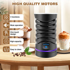 Hot Chocolate Machine 600W Milk Frothers Milk Steamer, 4 in 1 Electric Corded Milk Frother with Hot and Cold Function, Temperature Control Hot Chocolate Maker for Coffee Latte Cappuccino