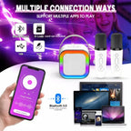 Portable Mini Karaoke Machine & Bluetooth Speaker for Kids (with 2 Wireless Microphones) – Ideal for Boys & Girls, Family Parties, and Birthday Gifts (Pink)