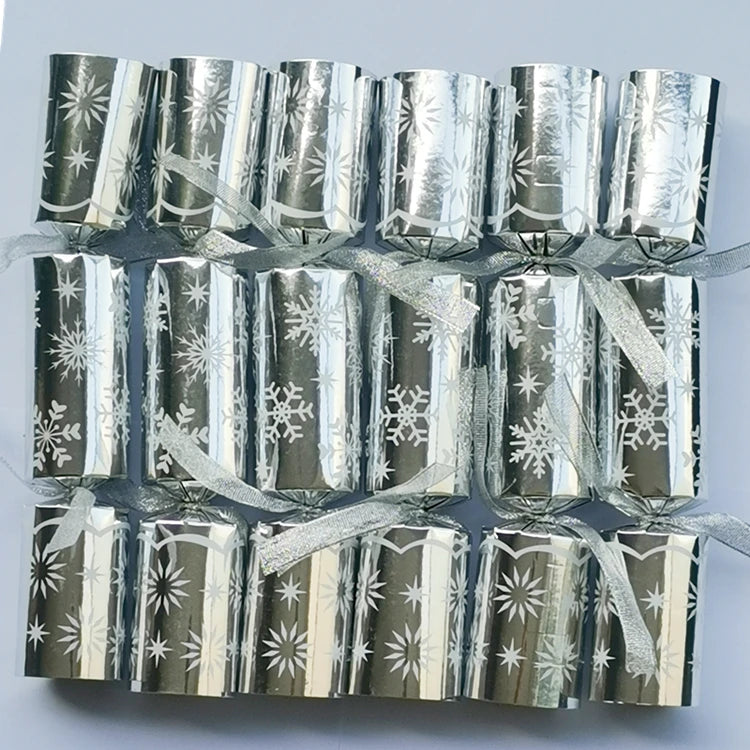 10Inch Christmas Cracker Set of 6pcs Christmas Crackers with Snap and Prize Father Christmas Snowflake Santa Claus Free Shipping