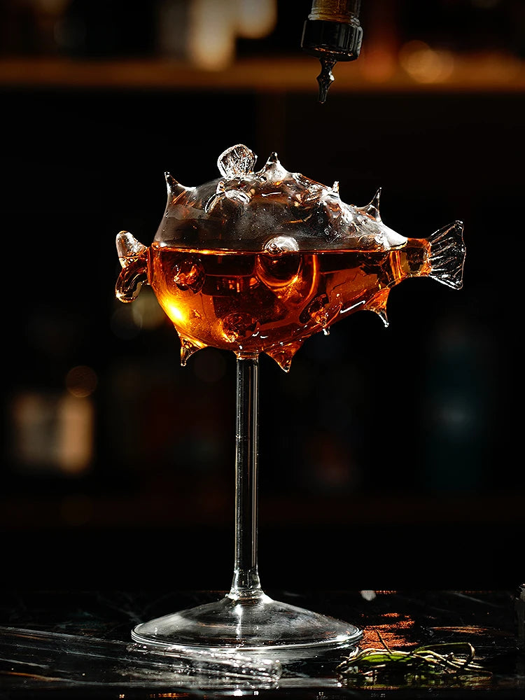 Creative Cocktail Glass - Porcupine Fish/Swan/Rose/Octopus/Bird Design Cocktail Glass, Novelty Drink Cup for KTV Bar Night Party