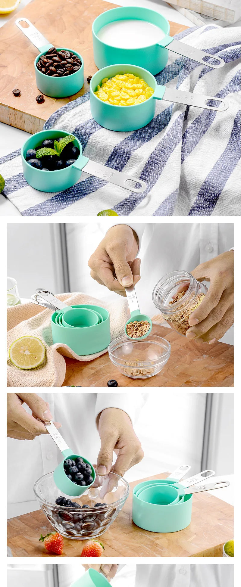 8pcs Measuring Cups Spoons Set Stackable Nesting Measure Cups
