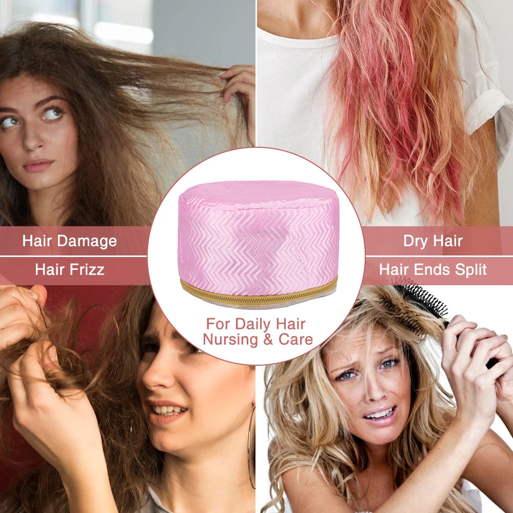 Thermal Treatment Hair Cap Heating Hair Steamer Nourishing Care Accessories Bonnets for Women Hair Dryer Home Spa Salon Styling