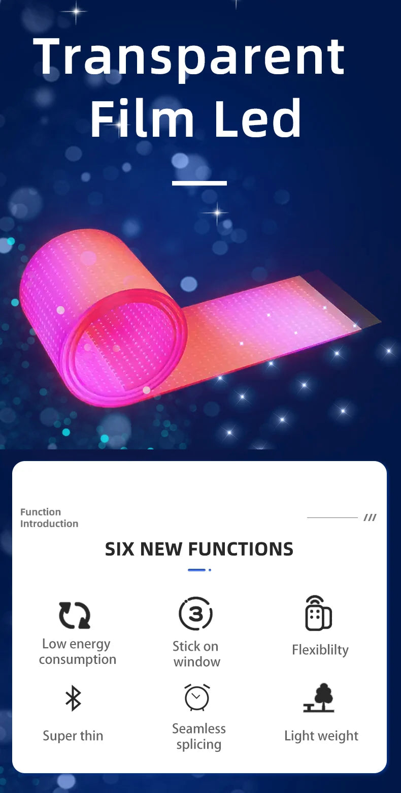 Flexible LED Screen Transparent Glass Display Film High Definition Window Advertising LED Signage for Retail Shops