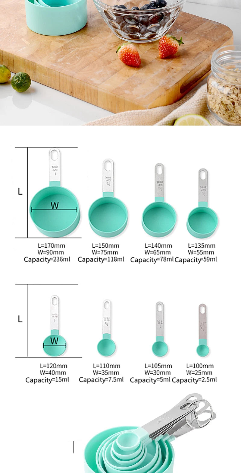 8pcs Measuring Cups Spoons Set Stackable Nesting Measure Cups