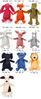 Corduroy Plush Squeaky Dog Toy – Animal Designs