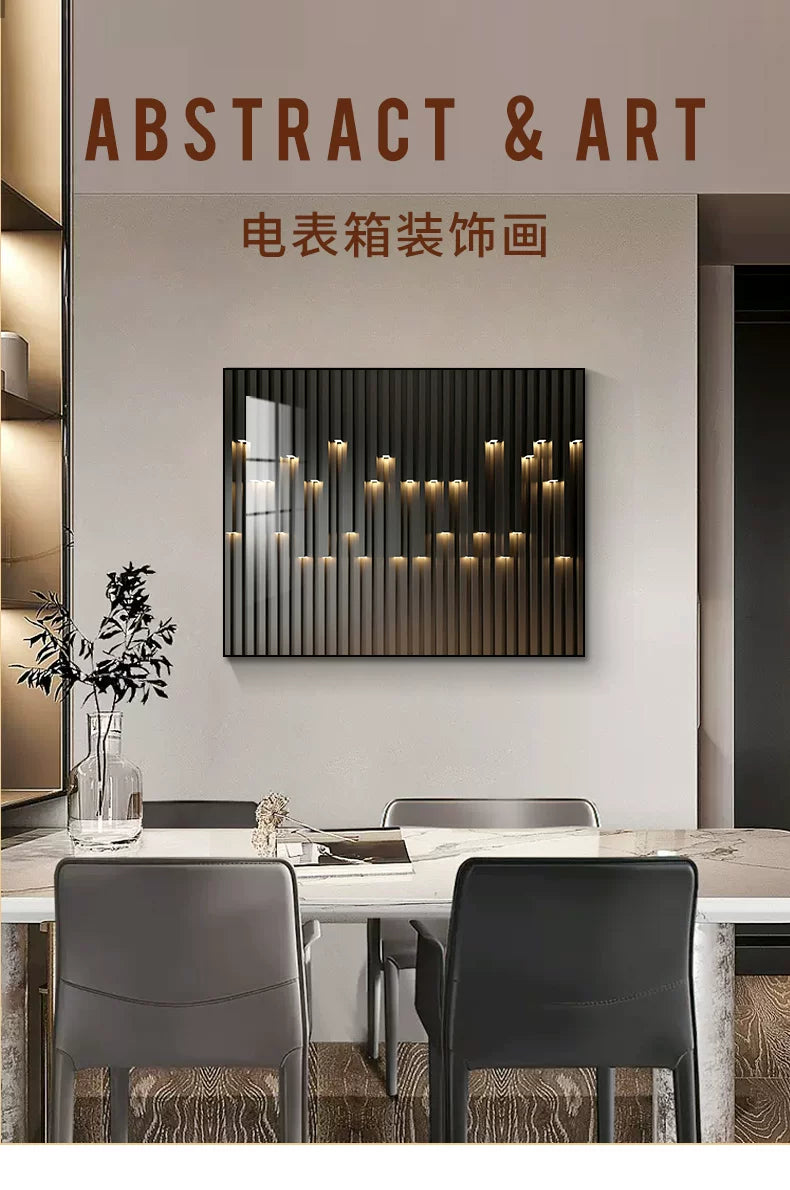 Modern Luxury Electric Meter Box Decorative Painting Abstract Hanging Painting 2024 New Distribution Box Switch Box Electric Met