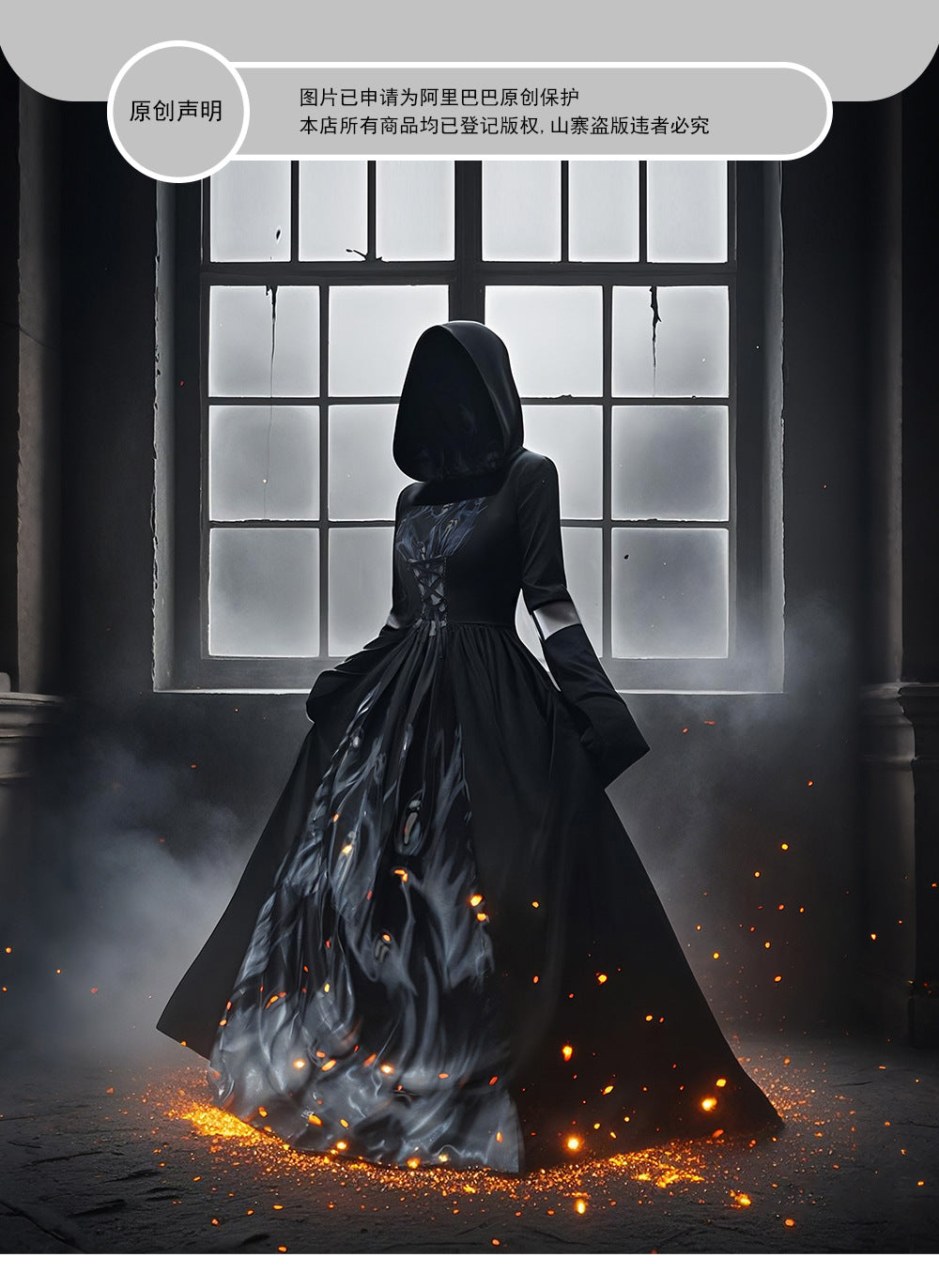 2025 New Halloween Witch Dress Hooded Skeleton Witch Magician Cosplay Stage Performance Costume