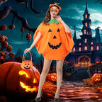 Halloween Pumpkin Costume Children's Day Activity Fruit Performance Clothes Cute Pumpkin Hat Party Decoration Candy Bag