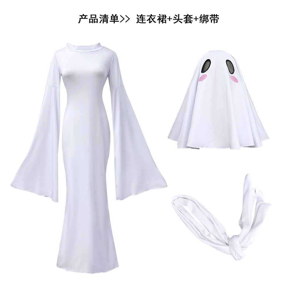 Halloween New Ghost Mother Cos Dress Lady Apricot Same Style Sexy Backless dress Stage Performance Dress for Women