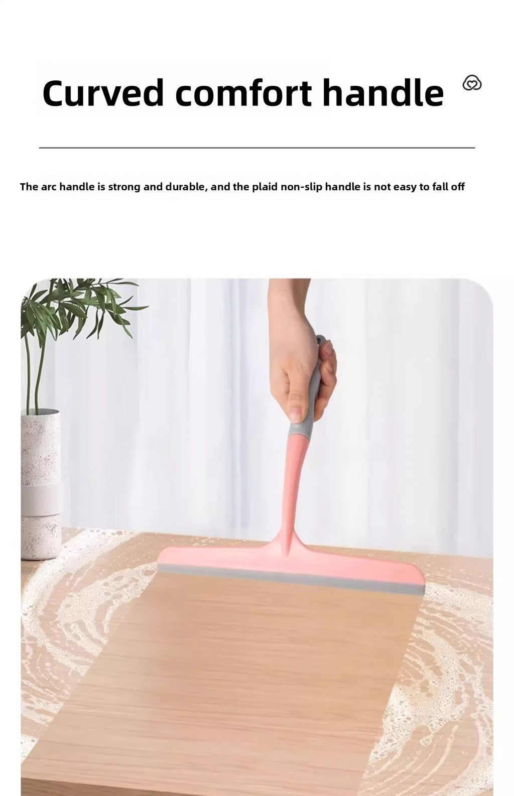 3-in-1 Silicone Squeegee, Multi-Purpose Water Blade for Bathroom, Window, Mirror, Countertop, Glass Cleaning Tool