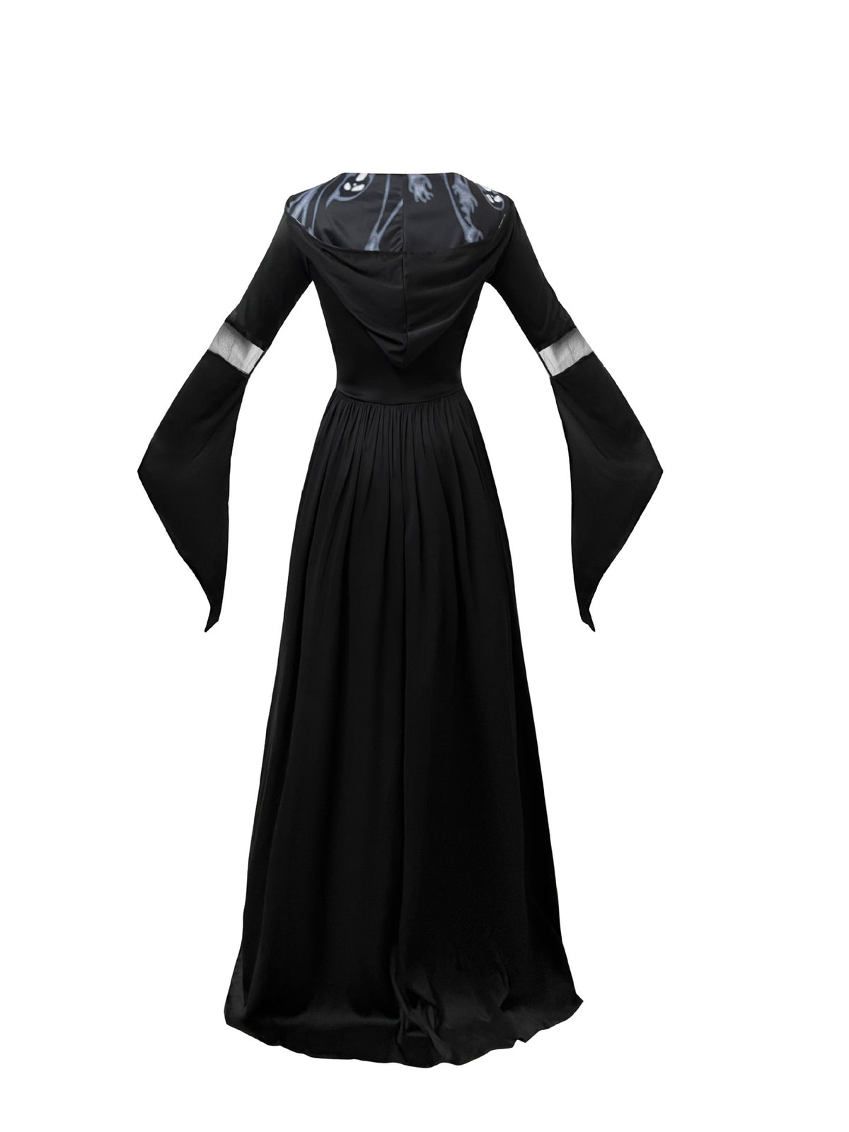 2025 New Halloween Witch Dress Hooded Skeleton Witch Magician Cosplay Stage Performance Costume