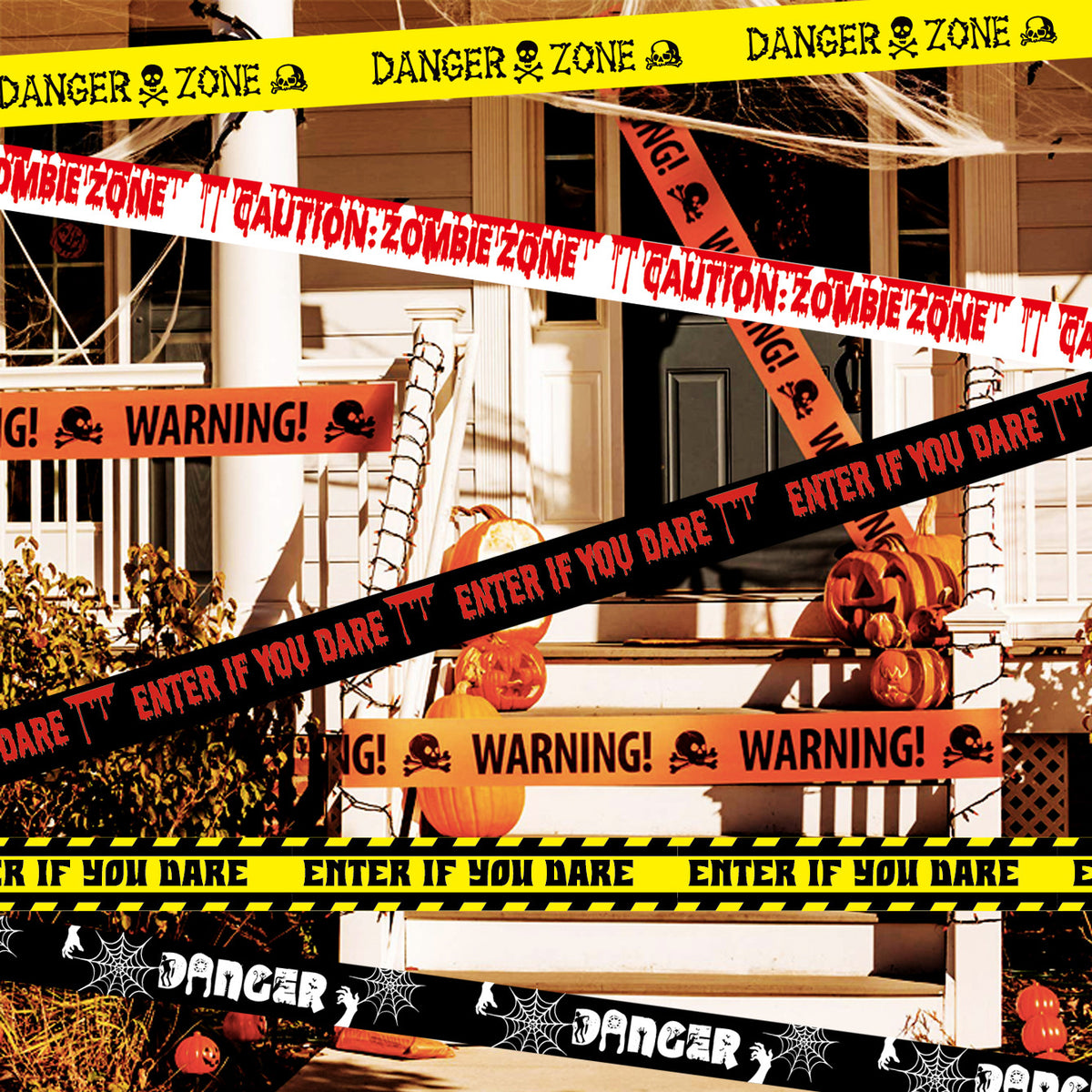 Cross Border in stock Halloween Party Decoration Warning Tape Horror Party Decoration Supplies Halloween Warning Tape