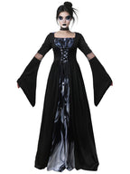 2025 New Halloween Witch Dress Hooded Skeleton Witch Magician Cosplay Stage Performance Costume