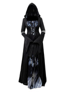 2025 New Halloween Witch Dress Hooded Skeleton Witch Magician Cosplay Stage Performance Costume