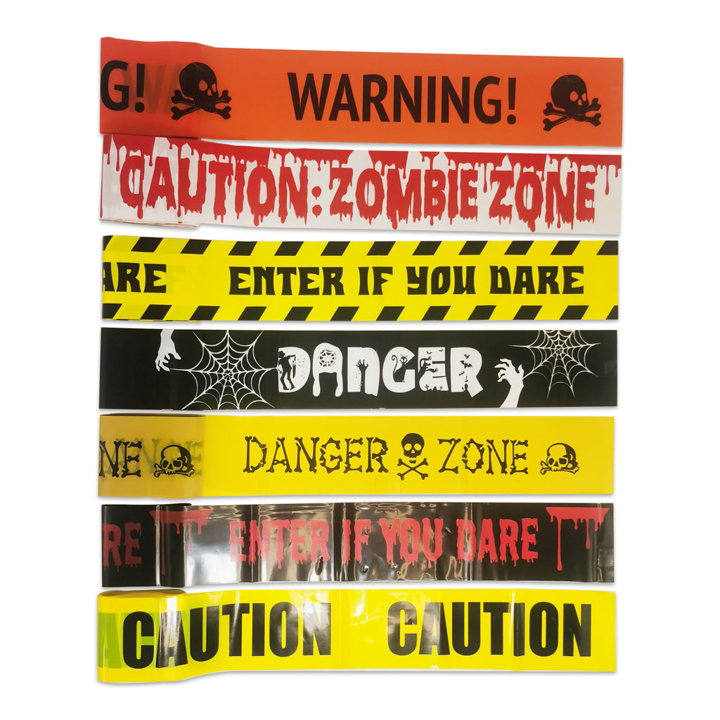 Cross Border in stock Halloween Party Decoration Warning Tape Horror Party Decoration Supplies Halloween Warning Tape
