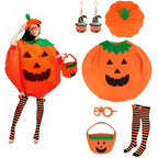 Halloween Pumpkin Costume Children's Day Activity Fruit Performance Clothes Cute Pumpkin Hat Party Decoration Candy Bag
