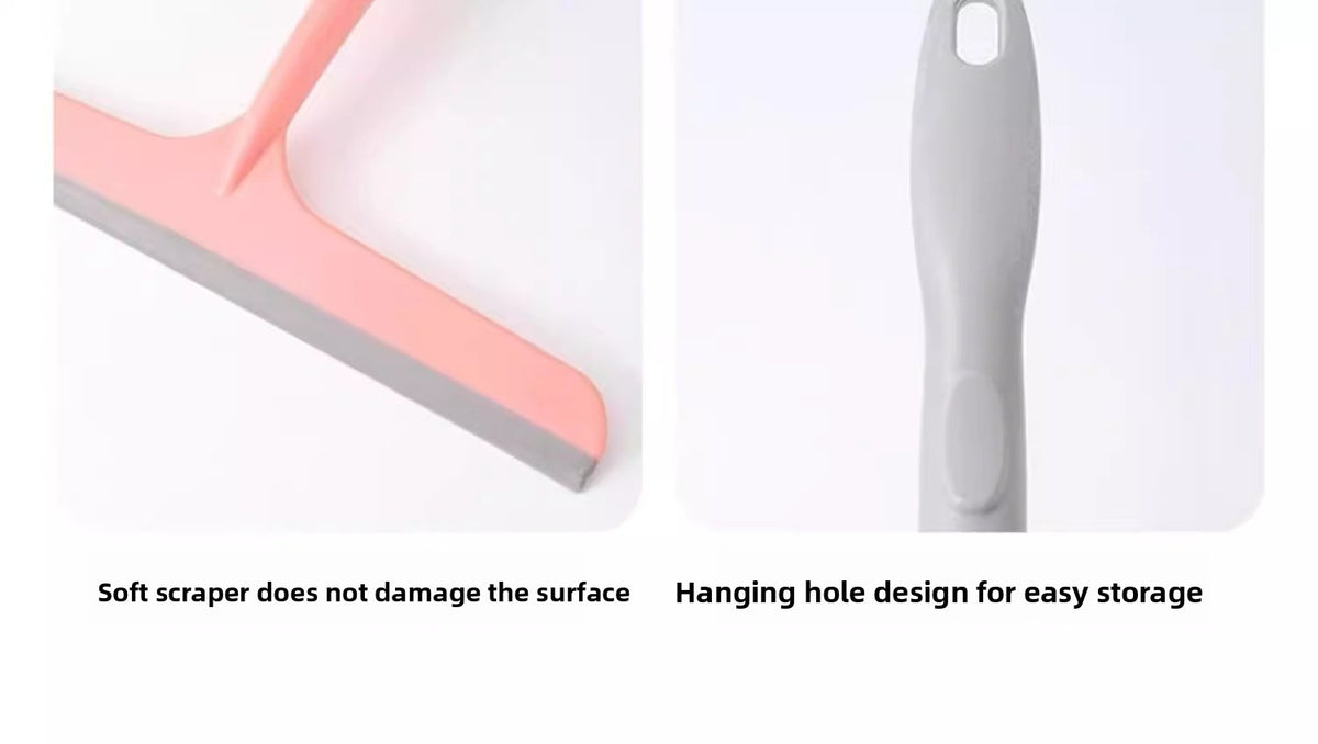 3-in-1 Silicone Squeegee, Multi-Purpose Water Blade for Bathroom, Window, Mirror, Countertop, Glass Cleaning Tool