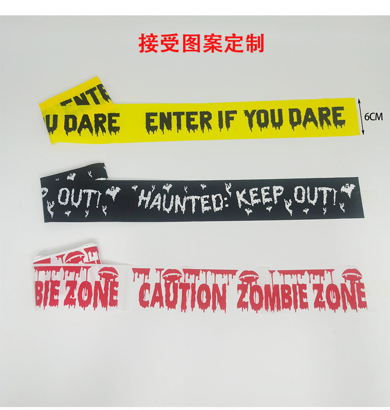 Cross Border in stock Halloween Party Decoration Warning Tape Horror Party Decoration Supplies Halloween Warning Tape