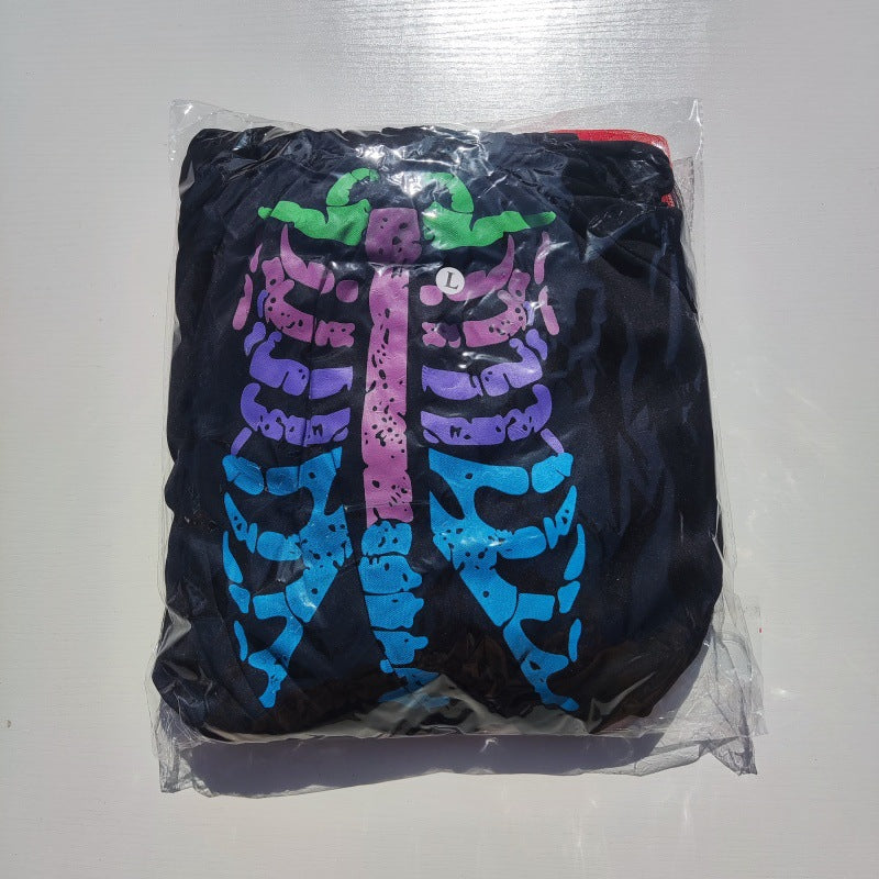 Halloween Horror Colorful Skeleton Costume Cosplay Masquerade Children Adult Men's and Women's Supplies Costume