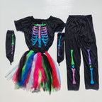 Halloween Horror Colorful Skeleton Costume Cosplay Masquerade Children Adult Men's and Women's Supplies Costume