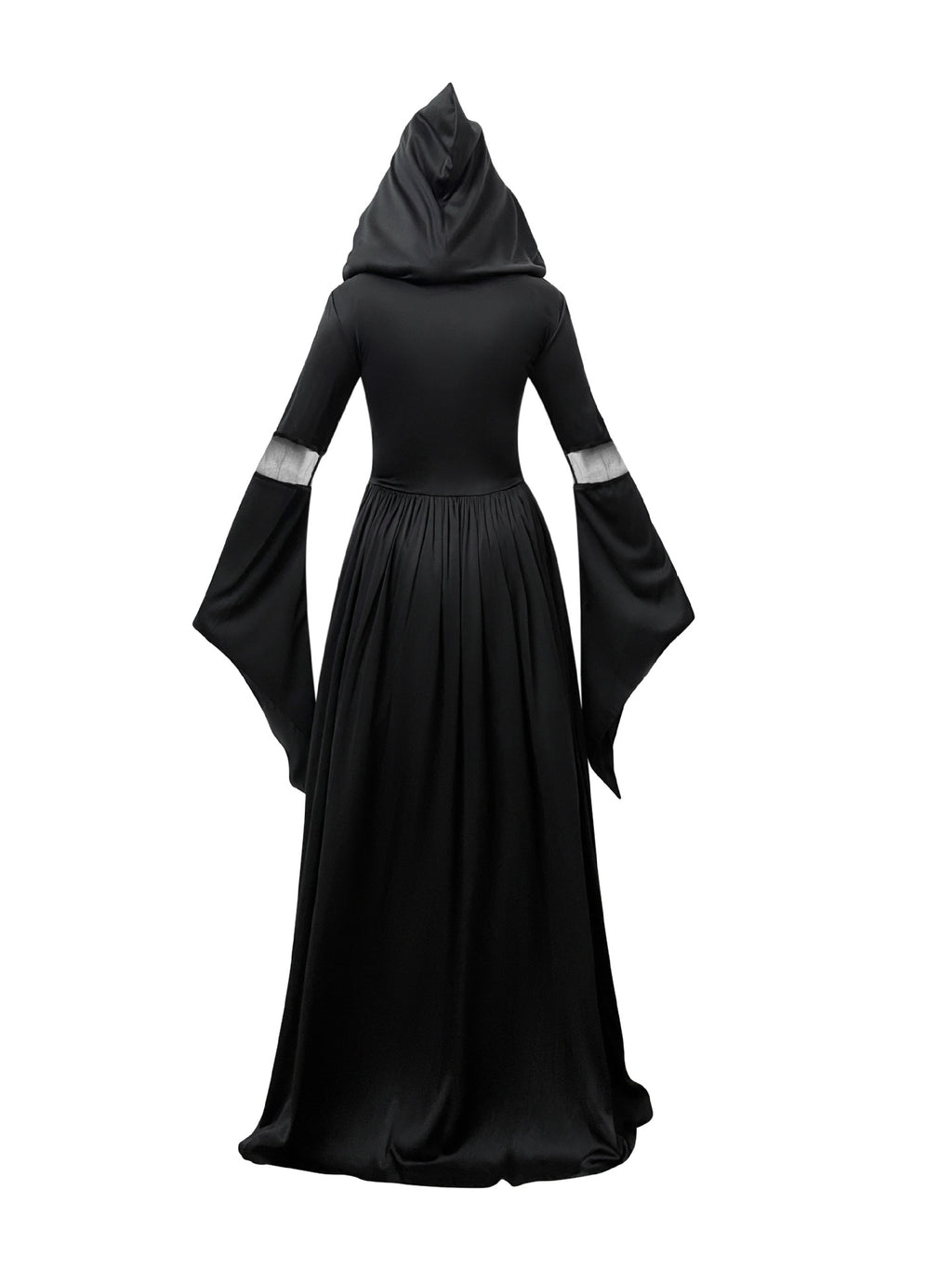 2025 New Halloween Witch Dress Hooded Skeleton Witch Magician Cosplay Stage Performance Costume