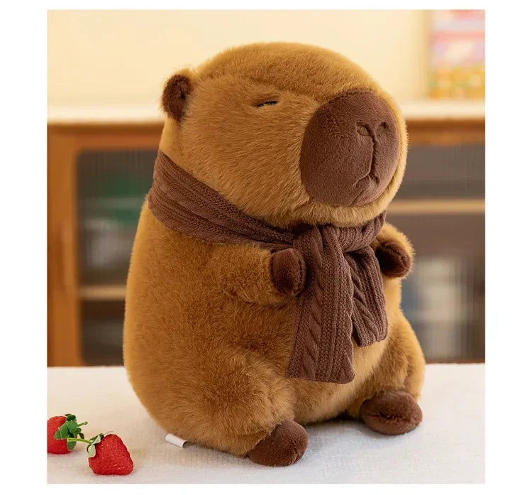 25-30CM Hot Plush Stuffed Doll Cute Scarf Pufferfish Plush Kawaii Animal Toy Children's Birthday Gift Capybara Doll Kids Toys
