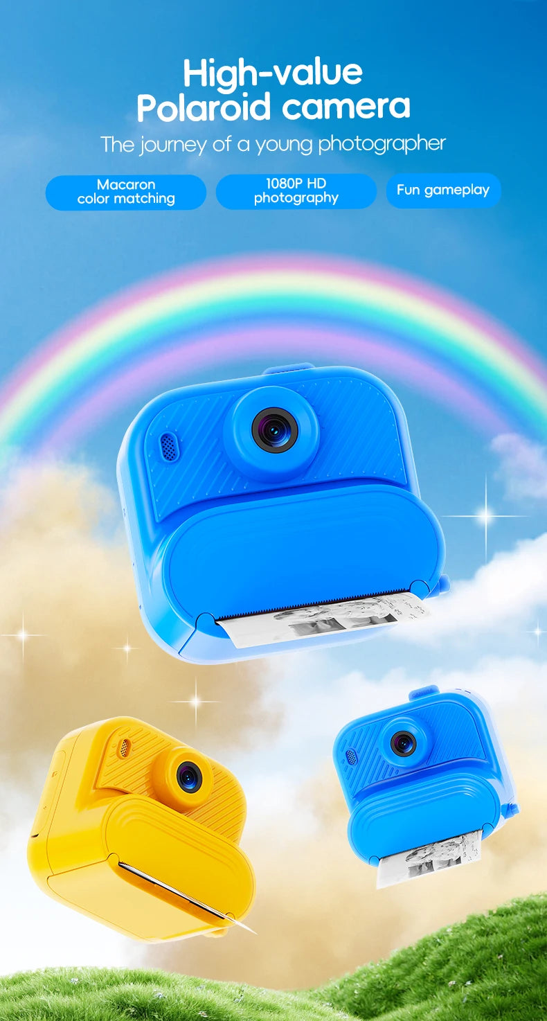 Children's Camera with Photos Prints 1080P Children's Instant Camera Toy