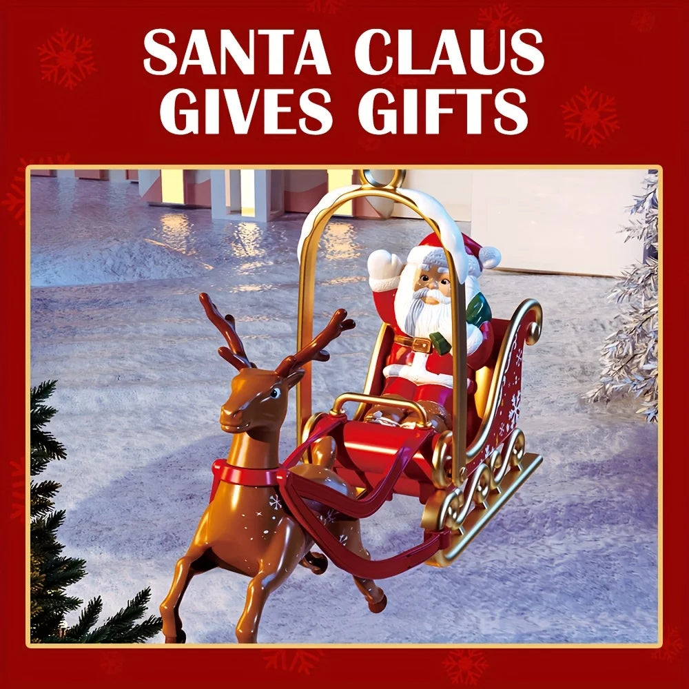 Rotating Santa Sleigh Christmas Tree Topper with Music & Lights