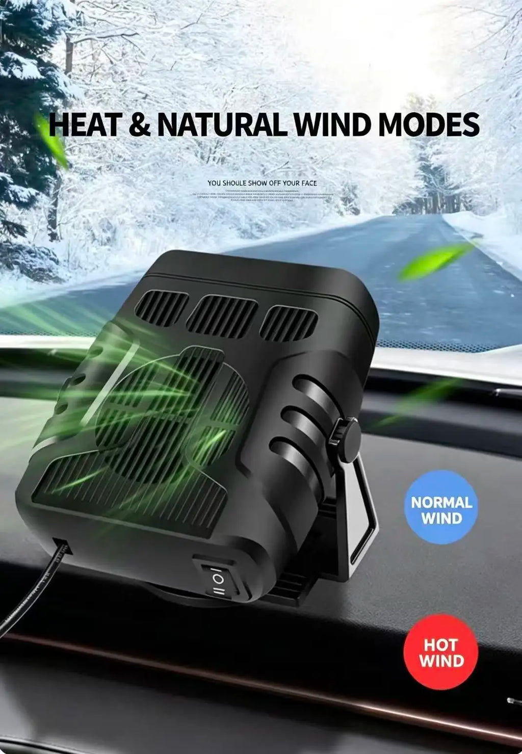 12V 120W /24V 200W Portable Car Heater Cooler Fan Fast Defrost Defogger Rotatable Holder for Truck SUV Windscreen