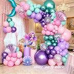 Mermaid Balloon Garland Arch Kit Pastel Pink Purple Seashell Foil Balloon Set Birthday Baby Shower Ocean Theme Party Decor
