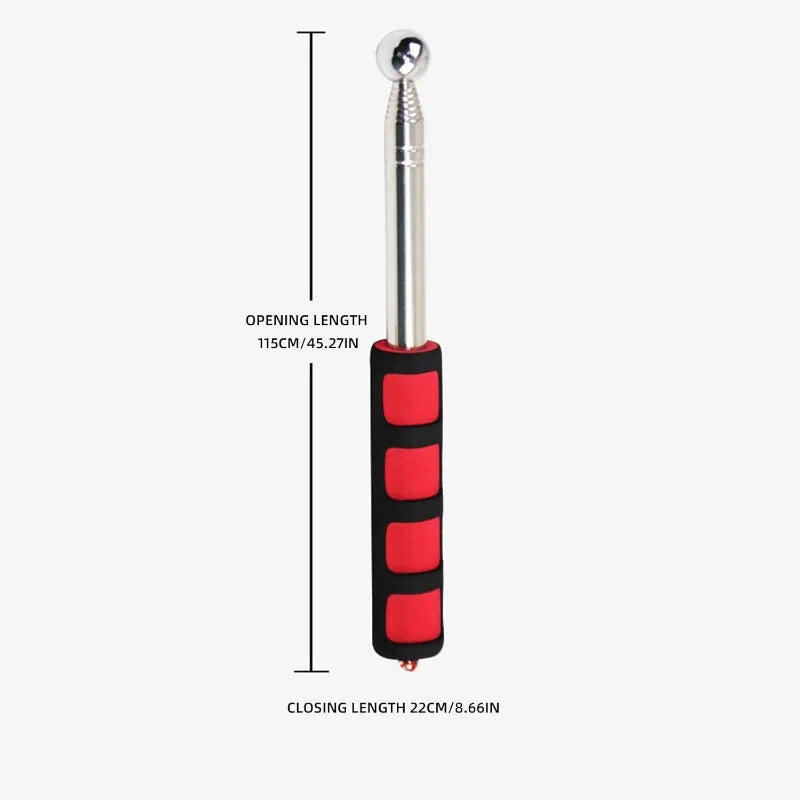 Self Defense Stick Retractable, Hollowing Drum Detection Hammer, Red