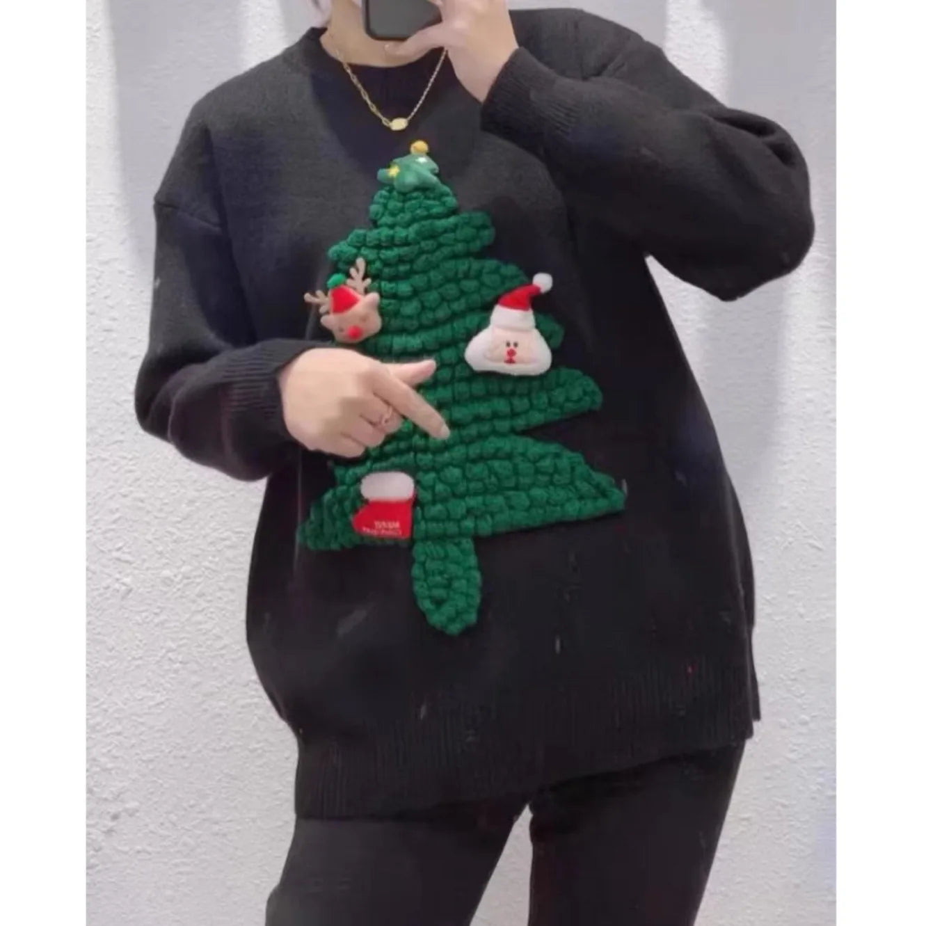 Christmas Red Sweater Women's 2025 Autumn and Winter Loose New Lazy Wind Top Knitted Sweater