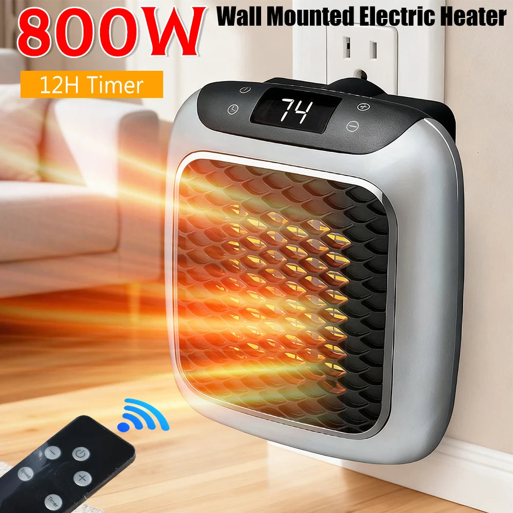Portable Electric Heater Wall Outlet Small Space Heater with Adjustable Thermostat, Programmable 12-Hour Timer, Auto Shut Off ﻿