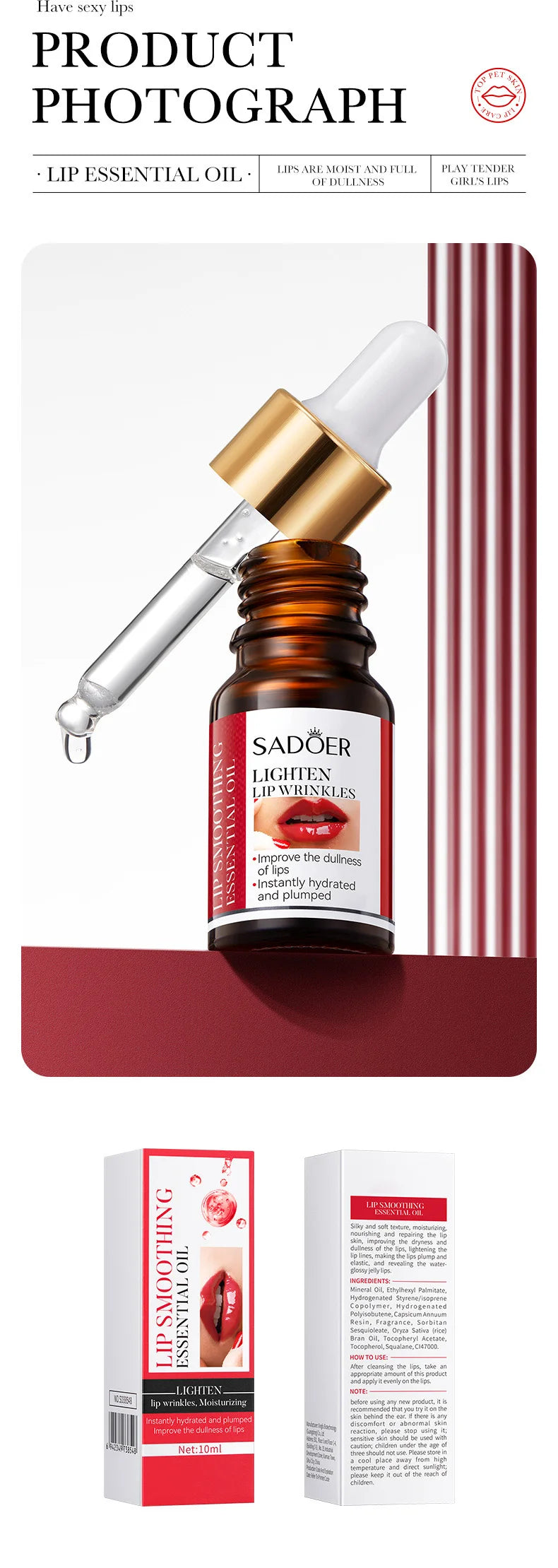 Lip Booster Plumping Serum Oil Hyaluronic Acid Moisturising  Stimulant Free Brightening Lightening Lines