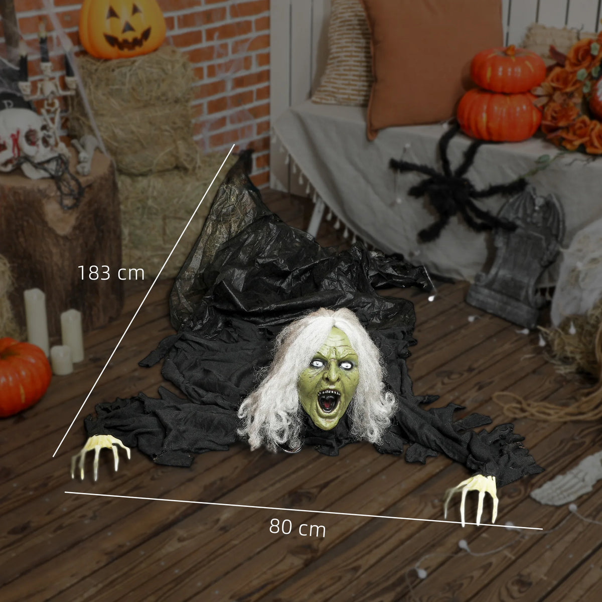 Outsunny Life-Size Crawling Zombie Halloween Decoration – 183cm