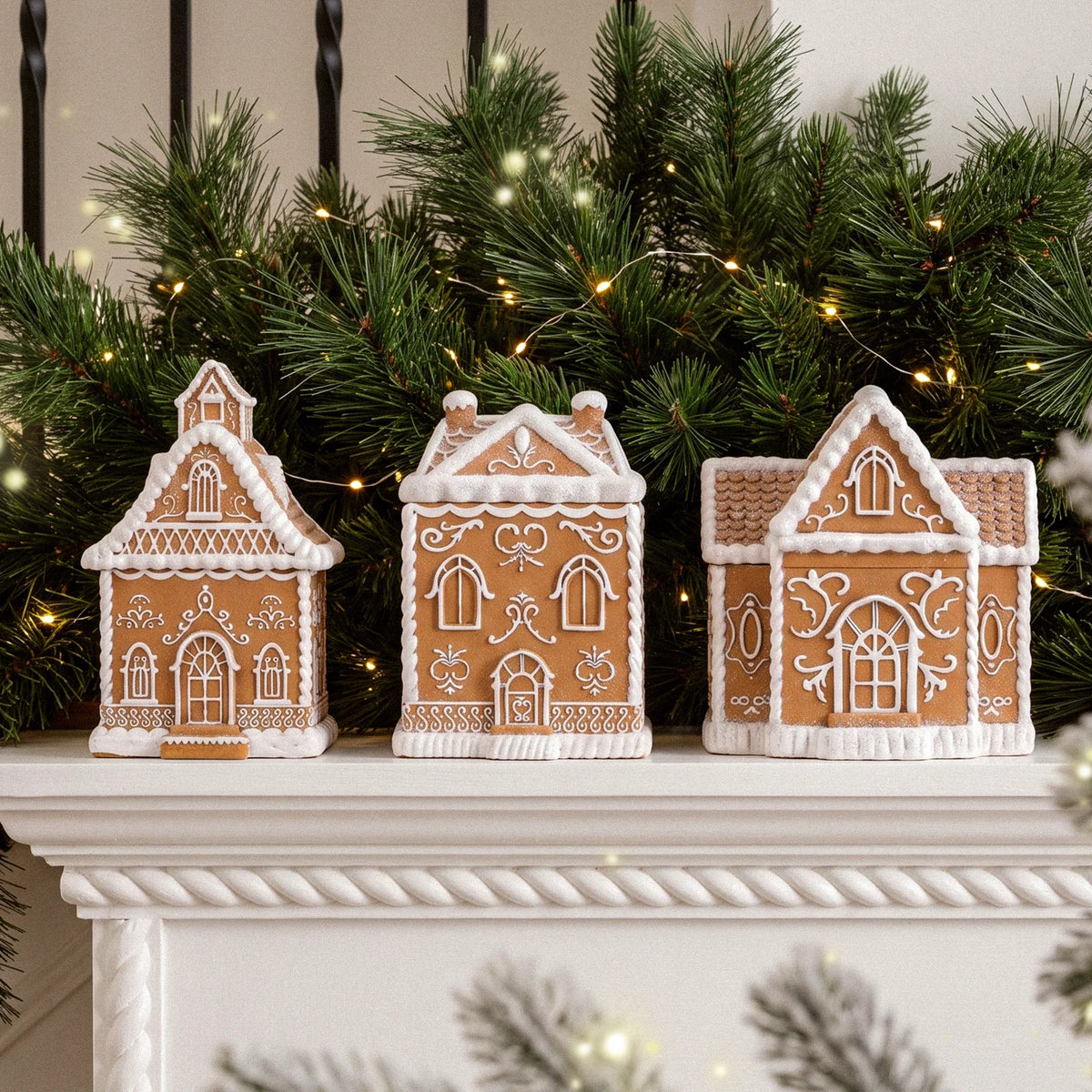 Cozy Gingerbread House Candle Jar with Lid Concrete Silicone Mold Collection Christmas Home Decoration