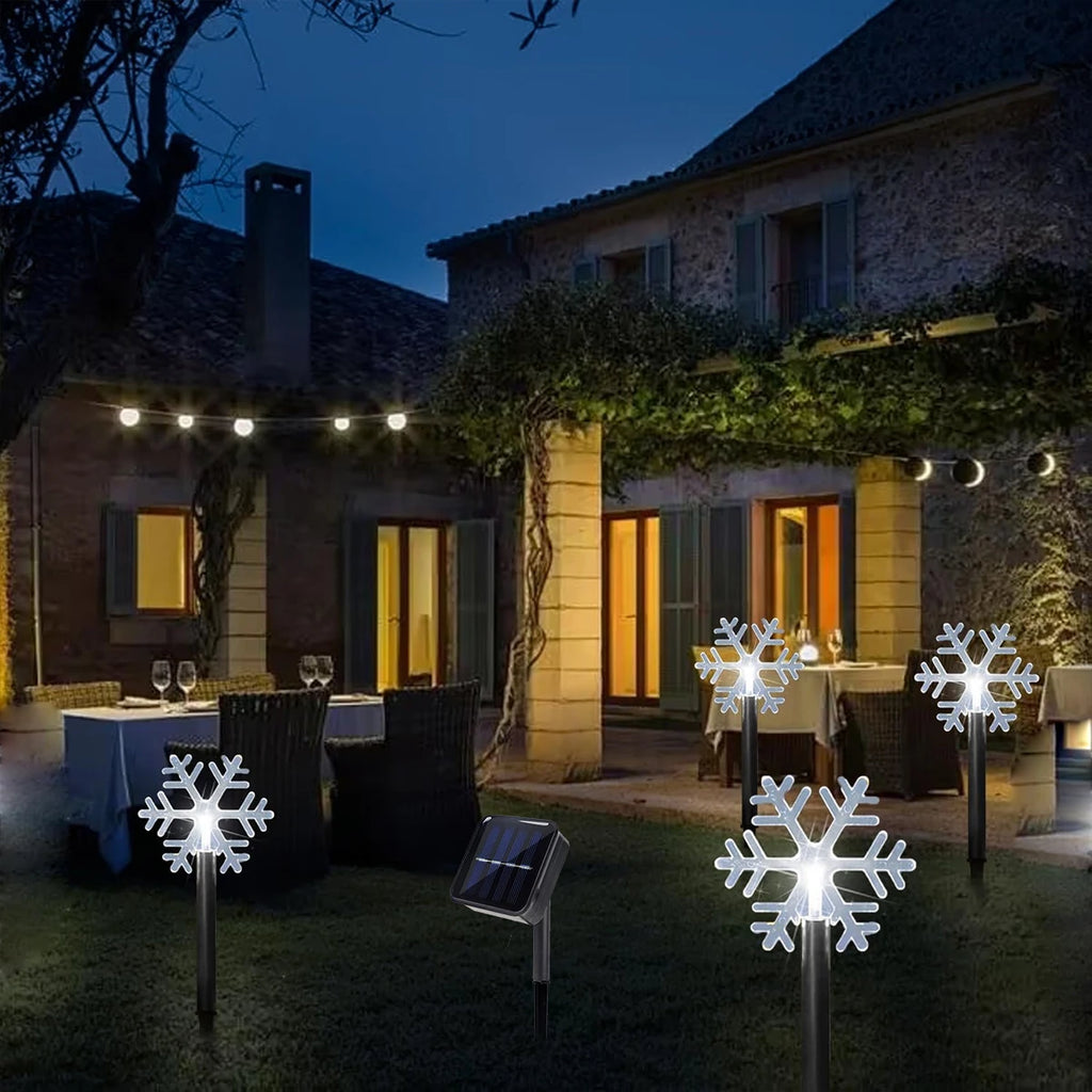 4pcs/set Solar Christmas Pathway Lights Outdoor Waterproof Solar Stake Light For Home Garden Yard Sideway Holiday Xmas Decor