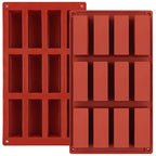 Rectangle Silicone Candy Molds for Baking Energy Bars Chocolate Bar Mold Protein bars Cornbread Pudding 12-Cavity Butter Mould