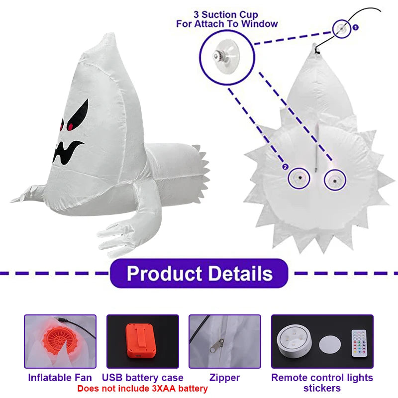 LED Crashing Ghost Window Inflatable Halloween Decoration