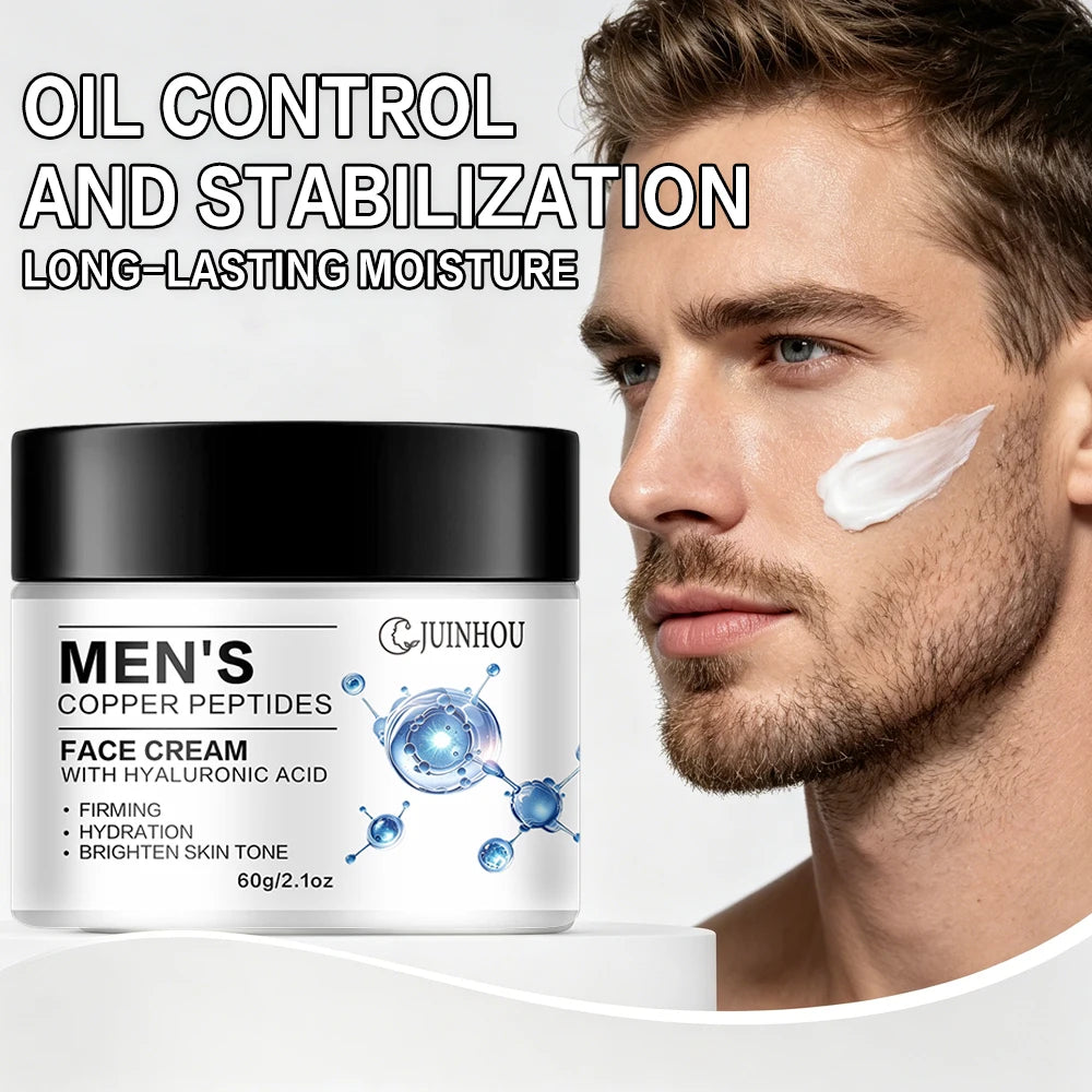 JUINHOU Men Face Serum&Cream Kit Copper Peptide Hyaluronic Acid Hydrating Firming Soothe Rough Skin Revitalize Dull Skin Man Day