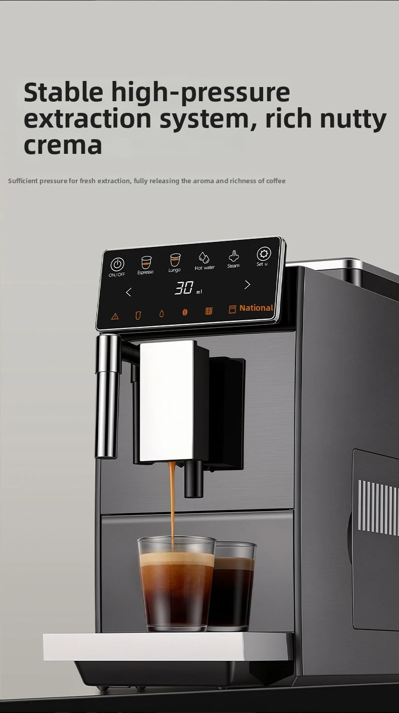 Automatic Espresso Machine with Smart Color Screen, Built-in Grinder & Steam Wand, 20Bar Pressure Coffee Maker for Home, Cappucc