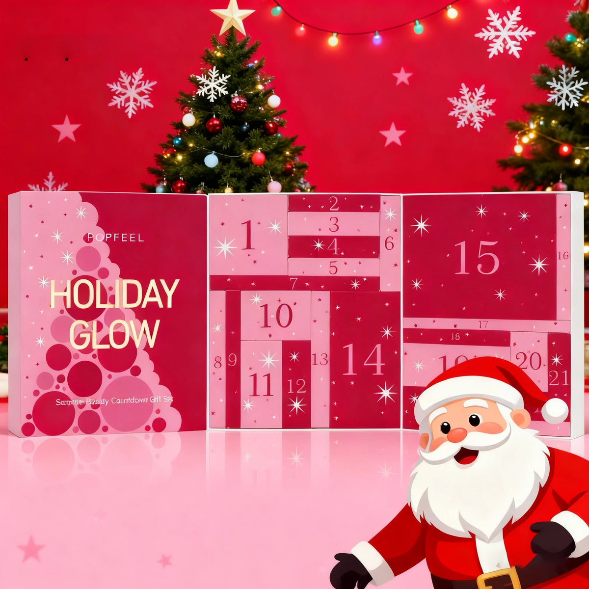Christmas Countdown Makeup Set Lipstick Eye Shadow Cosmetics 24pcs Holiday Beauty Advent Calendar Gift Box for Women Girls