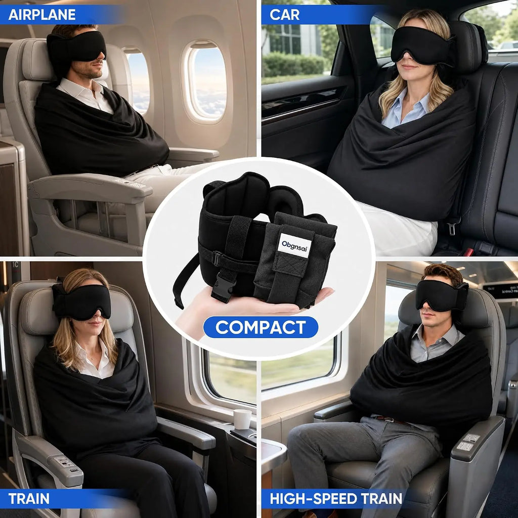 3-in-1 Adjustable EyeMask Airplane Sleep Support System Travel Pillow Multi-Use Office And Home Comfortable Pillow for Traveling