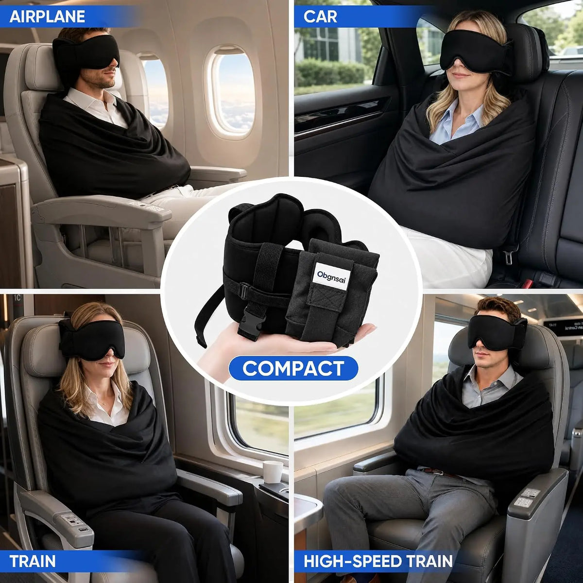 3-in-1 Adjustable EyeMask Airplane Sleep Support System Travel Pillow Multi-Use Office And Home Comfortable Pillow for Traveling
