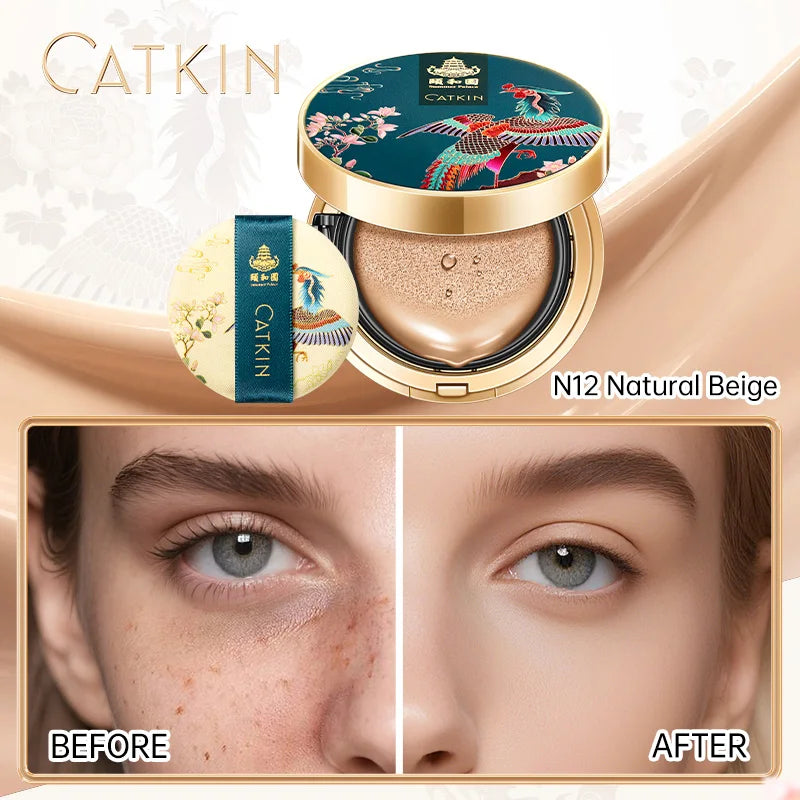 Catkin Phoenix Cushion Foundation Full Coverage, Sheer Satin Finish,  Light Beige