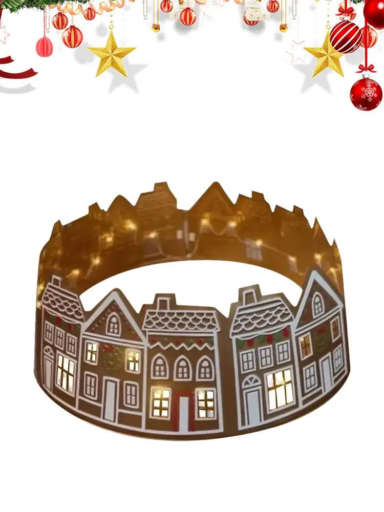 66/72cm Christmas Tree Collar Christmas Tree Top Decor Gingerbread House Skirt Collar Reusable Tree Ring Stand Winter Holiday