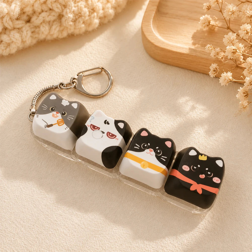 Cat Keyboard Fidget Keychain — 4 Keys